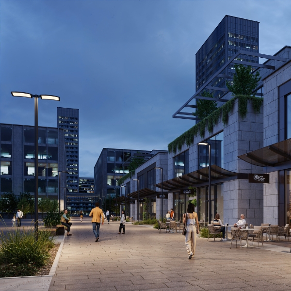 Pelican luminaires light outdoor plaza